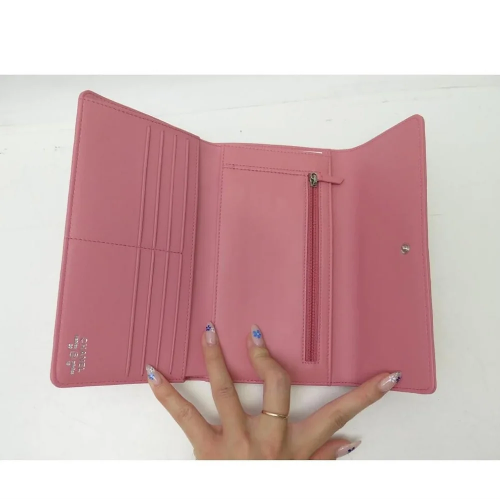 CHANEL CAMELIA LONG LEATHER PINK WALLET COIN CARD WALLET - Picture 5 of 7